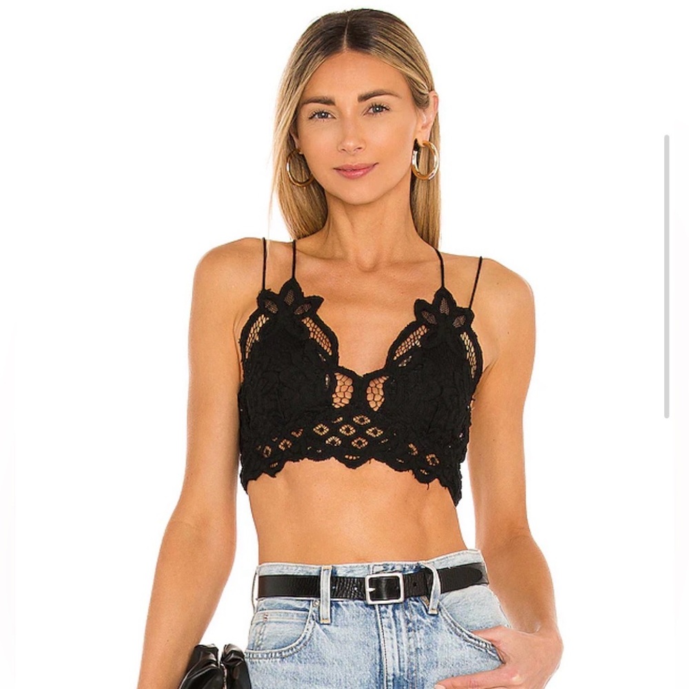 Free People Adella Lace Bralette in Black
